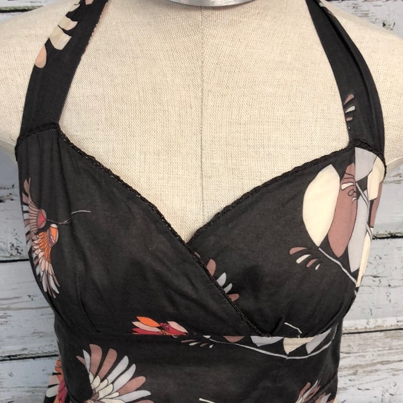 Anthro Edme & Esyllte Brown Floral Halter Top Size 2 - Picture 2 of 6